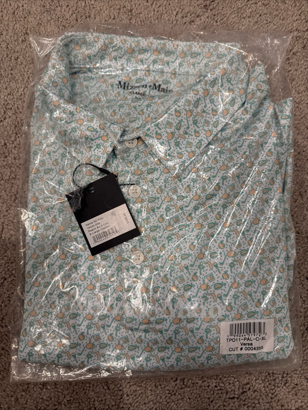 Mizzen+Main Versa SS Polo TPO11-PAL Peach As It Lies Golf Florida Sz XL Classic